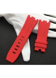 28mm Black Blue 15703 Nature Rubber Silicone Watchband Men Watch Strap Band for AP Watch Audemars & Piguet Strap Logo Tools