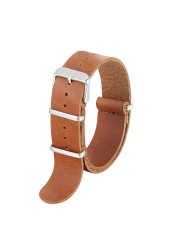 NATO Strap 18mm 20mm 22mm 24mm High Quality Leather Gunuine NATO Zulu Strap Army Watchband Wristwatch Strap With Three Buckle