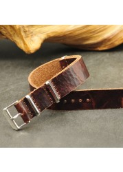 NATO Strap 18mm 20mm 22mm 24mm High Quality Leather Gunuine NATO Zulu Strap Army Watchband Wristwatch Strap With Three Buckle