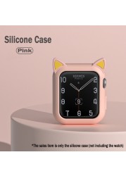 Cartoon Cat Ears Protective Sleeve for Apple Watch Case 44mm 40mm 42mm 38mm for iwatch Serie 3 4 5 6 Se Case Bumper Accessories