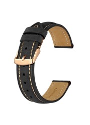 Anbeer 14mm-24mm watch strap, retro genuine leather watchband, vintage replacement bracelet for men women, polished buckle