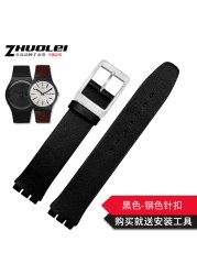 Genuine Leather Watch Band For Swatch Gb274 Gn239 Gb294 Gb287 Men's And Women's 17mm Watch Strap