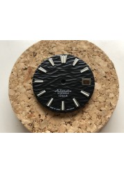 S-watch black dial with s logo and GS logo blue lumi fit nh35 movement and skx007 / skx009 4r36 dial for nh36