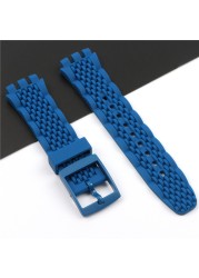 20mm silicone strap female pin buckle watch accessories for swatch SUSB400 SUSW402 men's sports waterproof bracelet watch band