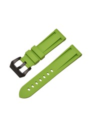 HQ Silicone Strap 20 22 24 26mm Camouflage Watch Band Silicone Rubber Watchband Replacement for PAM Strap and Steel Buckle