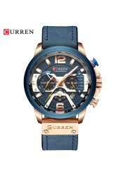 CURREN Men's Fashion Sport Watches Luxury Brand Military Style Leather Wrist Watch Chronograph Fashion