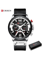 CURREN Men's Fashion Sport Watches Luxury Brand Military Style Leather Wrist Watch Chronograph Fashion