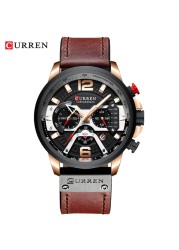 CURREN Men's Fashion Sport Watches Luxury Brand Military Style Leather Wrist Watch Chronograph Fashion