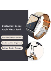 High Quality Genuine Leather Single Turn Buckle Strap for iwatch Apple Watch7 6 Se 5 4 3 2 1