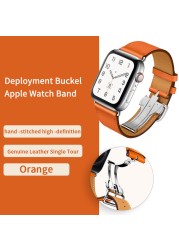 High Quality Genuine Leather Single Turn Buckle Strap for iwatch Apple Watch7 6 Se 5 4 3 2 1