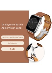 High Quality Genuine Leather Single Turn Buckle Strap for iwatch Apple Watch7 6 Se 5 4 3 2 1