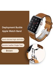 High Quality Genuine Leather Single Turn Buckle Strap for iwatch Apple Watch7 6 Se 5 4 3 2 1