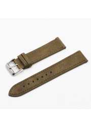 High Quality Retro Watch Strap Band 18mm 20mm 22mm 24mm Leather Watchbands Gray Black Brown Blue For Men Watch Accessories