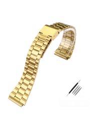 Vintage Small Square Metal Watchband For Casio a159w-n1 a158wa A168 Strap Stainless Steel Bracelet 18mm Wristband Accessories