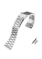 Vintage Small Square Metal Watchband For Casio a159w-n1 a158wa A168 Strap Stainless Steel Bracelet 18mm Wristband Accessories