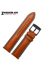 High quality carbon fiber texture watchband for omg 600 Tudor ROX wristband 22mm genuine leather straps