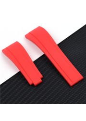 Top Quality 20mm Silicone Rubber Watchband for Role Watch Strap Daytona Submarine GMT OYSTERFLEX Bracelet Folding Buckle