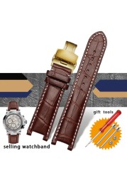 Slub style prong cowhide leather watch strap for GC gu-ess pasha male bracelet 20*11mm 22*13mm prong end watchband butterfly strap