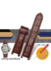 Slub style prong cowhide leather watch strap for GC gu-ess pasha male bracelet 20*11mm 22*13mm prong end watchband butterfly strap