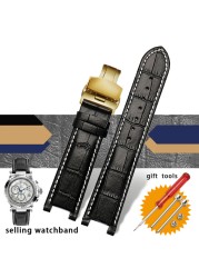 Slub style prong cowhide leather watch strap for GC gu-ess pasha male bracelet 20*11mm 22*13mm prong end watchband butterfly strap