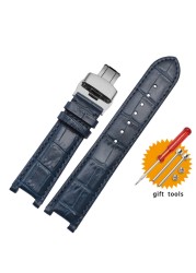 Slub style prong cowhide leather watch strap for GC gu-ess pasha male bracelet 20*11mm 22*13mm prong end watchband butterfly strap