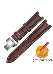 Genuine leather watchband for GC wristband 22*13mm 20*11mm engraved strap with butterfly stainless steel buckle