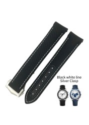 19mm 20mm 21mm High Quality Nylon Fabric Cowhide Watchband For Omega Seamaster AT150 De Ville Speedmaster Curved Watch Strap