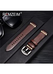 Rimzm Tanned Leather Watch Strap Antique Watch Strap 18mm 20mm 22mm 24mm Red Gray Blue High Quality Wristband Strap Accessories