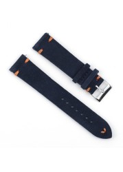 High Quality Suede Leather Antique Watch Straps Blue Watchbands Replacement Strap For Watch Accessories 18mm 20mm 22mm 24mm