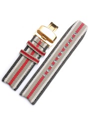 For BU7600 BU7680 Nylon Fabric Watch Band Quartz Men's Watch Band Accessories With Butterfly Buckle Burber-ry Arc Bracelet