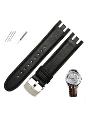 High Quality Genuine Leather Watch Strap For Swatch YRS403 412 402G Watch Band 21mm Watchband Men Curved End Watches Bracelet