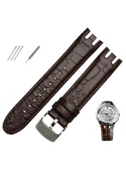 High Quality Genuine Leather Watch Strap For Swatch YRS403 412 402G Watch Band 21mm Watchband Men Curved End Watches Bracelet