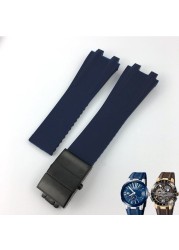 26mm*20mm Silicone Rubber Watch Band Fit For Ulysse Nardin Black Blue Brown Strap Waterproof Steel Folding Buckle Wrist Tools