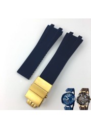 26mm*20mm Silicone Rubber Watch Band Fit For Ulysse Nardin Black Blue Brown Strap Waterproof Steel Folding Buckle Wrist Tools