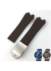 26mm*20mm Silicone Rubber Watch Band Fit For Ulysse Nardin Black Blue Brown Strap Waterproof Steel Folding Buckle Wrist Tools