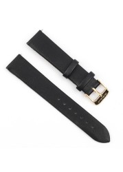 Genuine Leather Women Watchband 12mm 14mm 16mm 18mm 20mm Quick Release Cowhide Strap Watch Band Belts Replacement Gold Buckle