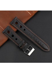 Onthelevel Leather Watchband 18mm 20mm 22mm 24mm Black Brown Coffee Racing Strap Handmade Stitching Quick Release Watch Strap