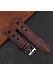 Onthelevel Leather Watchband 18mm 20mm 22mm 24mm Black Brown Coffee Racing Strap Handmade Stitching Quick Release Watch Strap