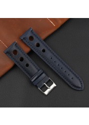 Onthelevel Leather Watchband 18mm 20mm 22mm 24mm Black Brown Coffee Racing Strap Handmade Stitching Quick Release Watch Strap