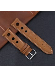 Onthelevel Leather Watchband 18mm 20mm 22mm 24mm Black Brown Coffee Racing Strap Handmade Stitching Quick Release Watch Strap