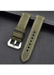 Genuine Leather Watch Band Strap 20mm 22mm 24mm 26mm Thick Men Watchbands Bracelet Strap with Metal Buckle for Panerai Watch