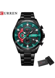 CURREN Men Fashion Waterproof Sport Quartz Chronograph Wristwatch Luxury Stainless Steel Watch With Luminous Relogio Masculino