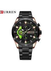 CURREN Men Fashion Waterproof Sport Quartz Chronograph Wristwatch Luxury Stainless Steel Watch With Luminous Relogio Masculino