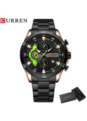 CURREN Men Fashion Waterproof Sport Quartz Chronograph Wristwatch Luxury Stainless Steel Watch With Luminous Relogio Masculino