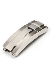 9mm Stainless Steel Folding Glide Buckle Lock Fit For Rolex Submariners Oysterflex Daytona GMT Watch Band Strap Deploying Clasp