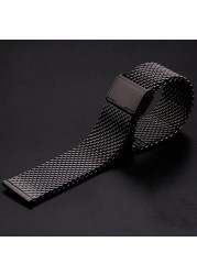 Fine Mesh Watch Strap Stainless Steel Milanese Strap Mesh Wristband 1.0 Wire Buckle Watch Strap Accessories 18mm 20mm 22mm 24mm