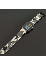 Silicone Camouflage Watch Strap for Apple Watch 42mm 44mm 45mm for iWatch Series 4/5/6/SE/7 38mm 40mm 41mm Military Bracelet