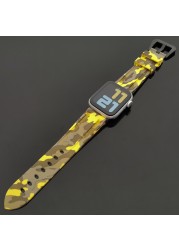 Silicone Camouflage Watch Strap for Apple Watch 42mm 44mm 45mm for iWatch Series 4/5/6/SE/7 38mm 40mm 41mm Military Bracelet