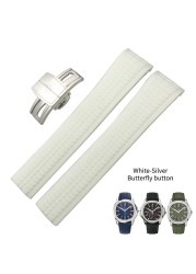 21mm Curved End Pins Metal Watches Silicone Rubber Band Fit For Patek PP Philip Pioneer Sailor 5167A Black Brown Green Blue Soft Strap