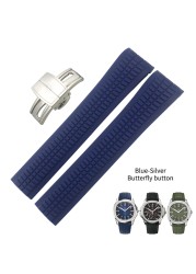 21mm Curved End Pins Metal Watches Silicone Rubber Band Fit For Patek PP Philip Pioneer Sailor 5167A Black Brown Green Blue Soft Strap